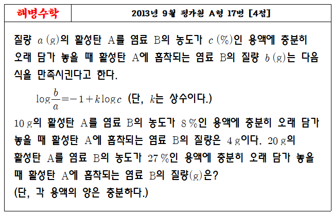 2013년 9월 평가원 A형 17번