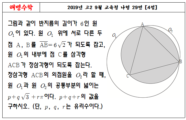 2019년 고2 9월 교육청 나형 29번