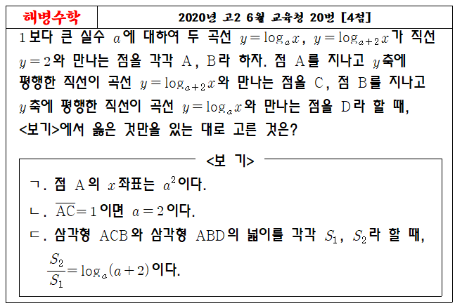 2020년 고2 6월 교육청 20번