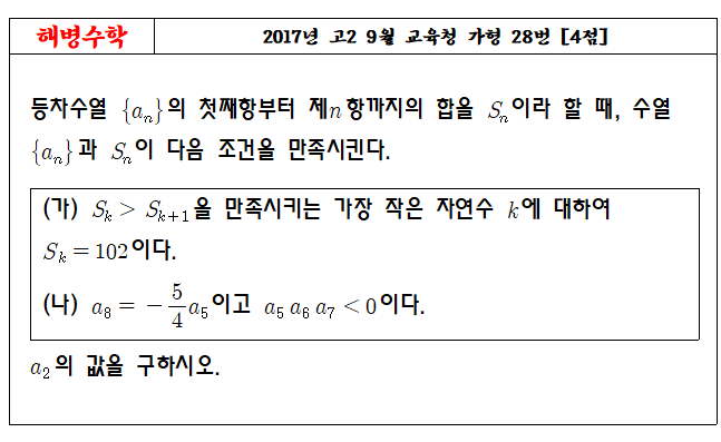 2017년 고2 9월 교육청 가형 28번