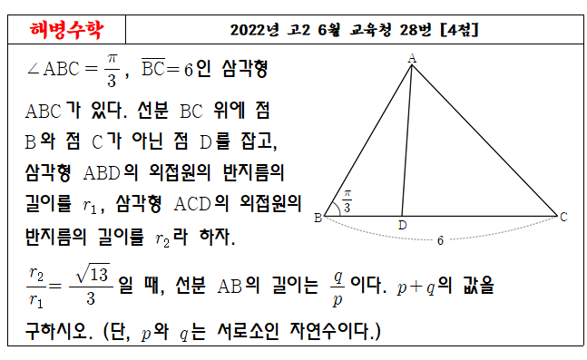 2022년 고2 6월 교육청 28번