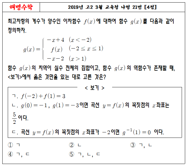 2019년 고2 3월 교육청 나형 21번