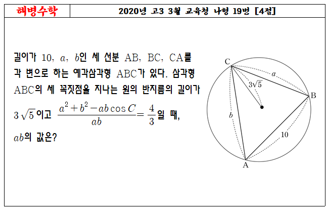 2020년 고3 3월 교육청 나형 19번