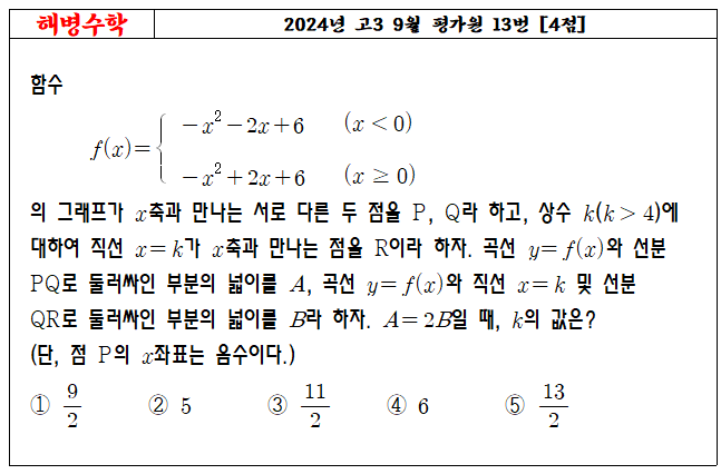2024년 고3 9월 평가원 13번