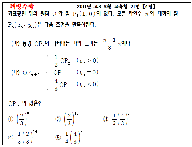 2011년 고3 3월 교육청 21번