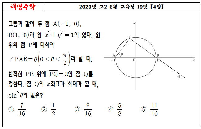 2020년 고2 6월 교육청 19번
