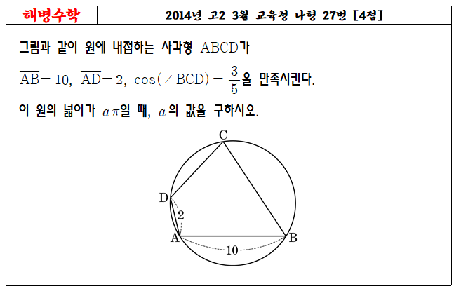 2014년 고2 3월 교육청 나형 27번