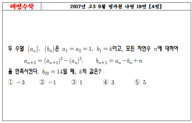 2017년 고3 9월 평가원 나형 19번