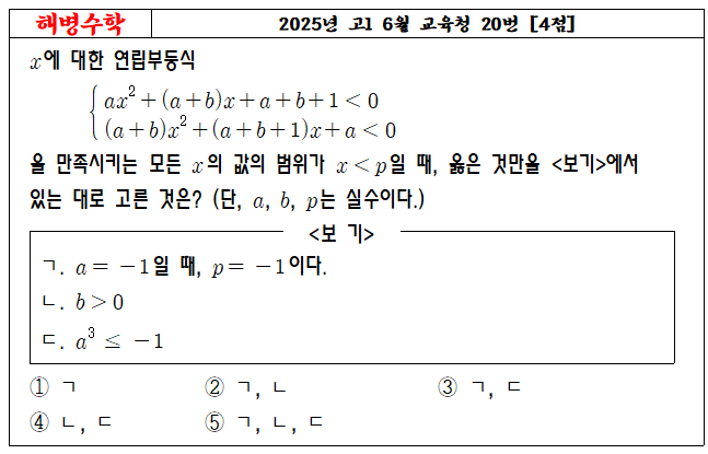 2025년 고1 6월 교육청 20번