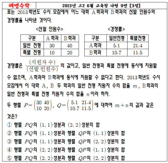 2013년 고2 6월 교육청 나형 9번