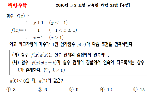 2016년 고2 11월 교육청 가형 21번