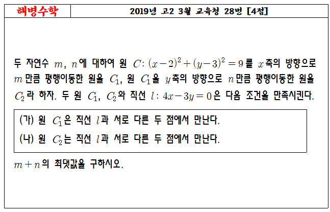 2019년 고2 3월 교육청 가형 28번